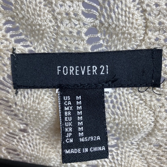 Forever 21 Womenʻs Cream Sleeveless Open Knit Draped Cardigan Vest Medium - Picture 2 of 8